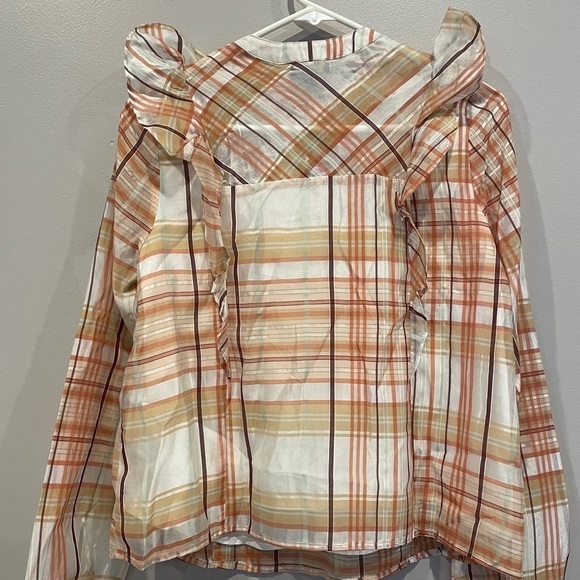 NWT Anthropologie Pink/Rose Plaid Current Air Polly Long Sleeve Blouse Size XS - Picture 4 of 9